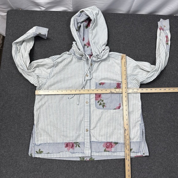 Free People We The Free Striped Floral Hooded Jacket S - Picture 2 of 7